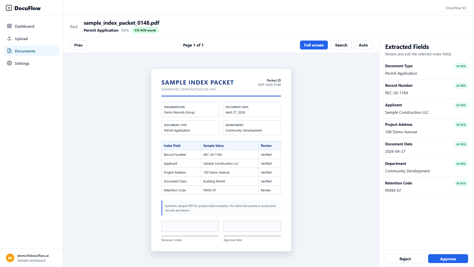 DocuFlow - AI Batch Document Indexing for Business Teams